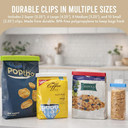 Twixit! Bag Clips - Set of 15 - Keep Food Fresh, Prevent Spillage - Great for Storage and Organization - Microwave, Freezer and Dishwasher-Safe - BPA-Free