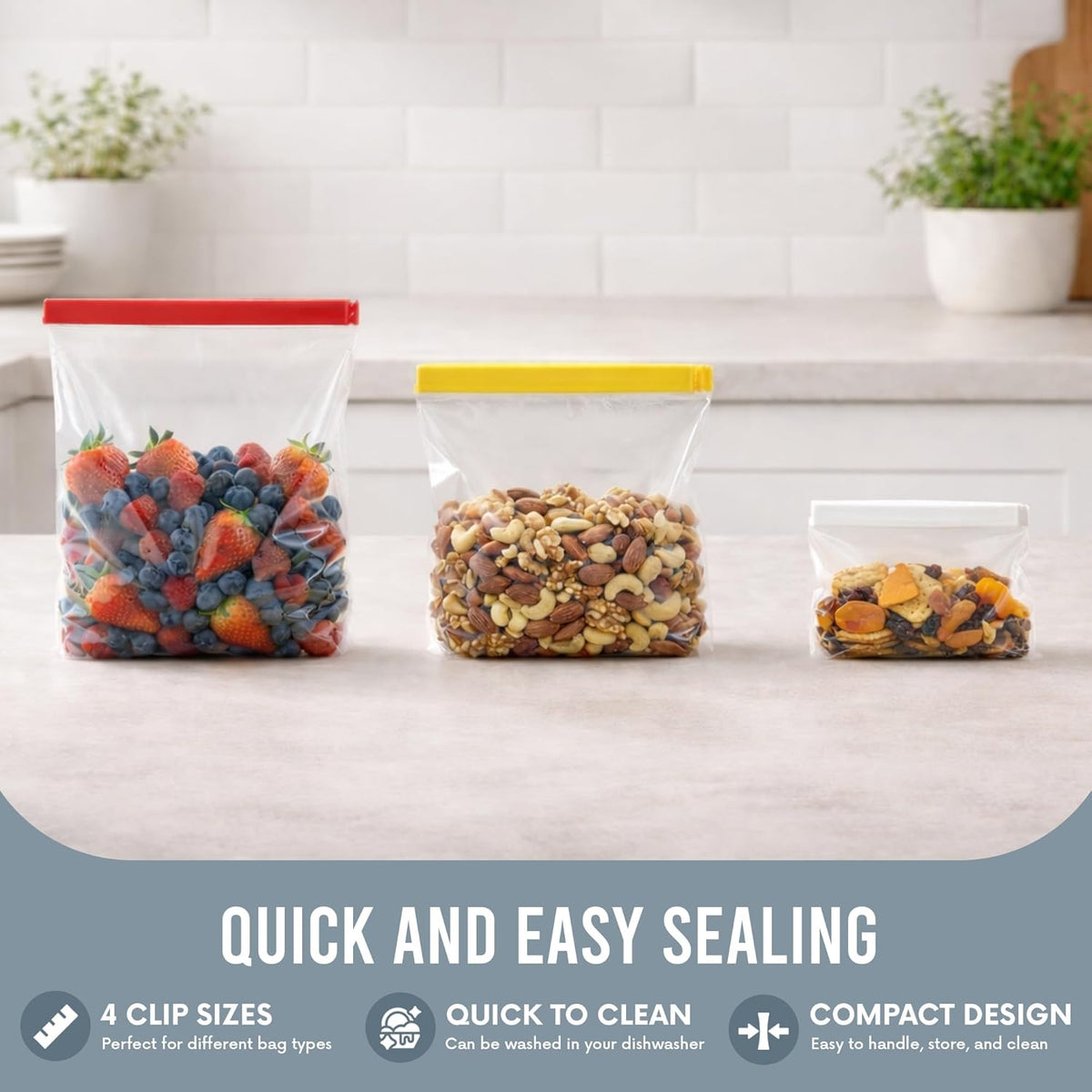 Twixit! Bag Clips - Set of 15 - Keep Food Fresh, Prevent Spillage - Great for Storage and Organization - Microwave, Freezer and Dishwasher-Safe - BPA-Free