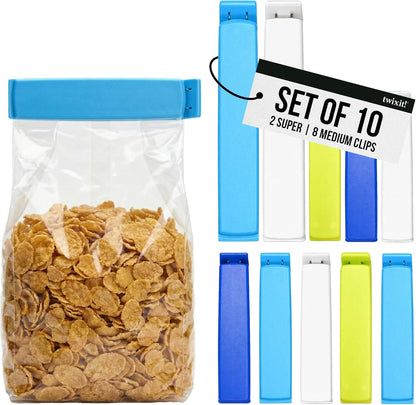 Twixit! Bag Clips - Set of 15 - Keep Food Fresh, Prevent Spillage - Great for Storage and Organization - Microwave, Freezer and Dishwasher-Safe - BPA-Free