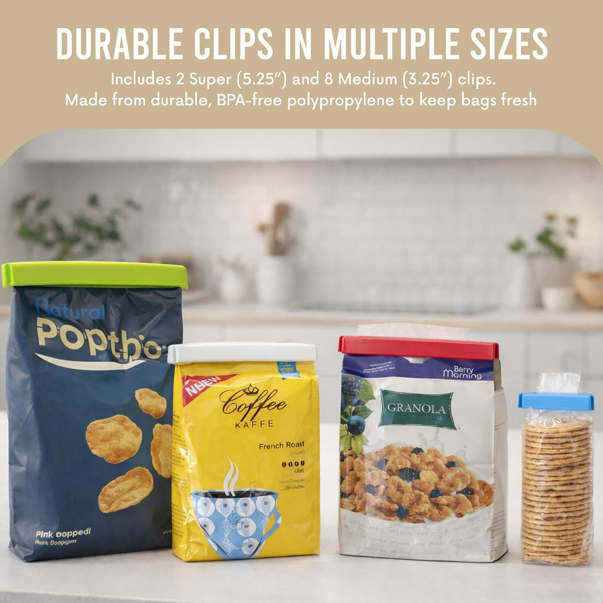 Twixit! Bag Clips - Set of 15 - Keep Food Fresh, Prevent Spillage - Great for Storage and Organization - Microwave, Freezer and Dishwasher-Safe - BPA-Free