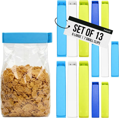 Twixit! Bag Clips - Set of 15 - Keep Food Fresh, Prevent Spillage - Great for Storage and Organization - Microwave, Freezer and Dishwasher-Safe - BPA-Free