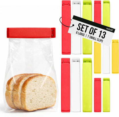 Twixit! Bag Clips - Set of 15 - Keep Food Fresh, Prevent Spillage - Great for Storage and Organization - Microwave, Freezer and Dishwasher-Safe - BPA-Free