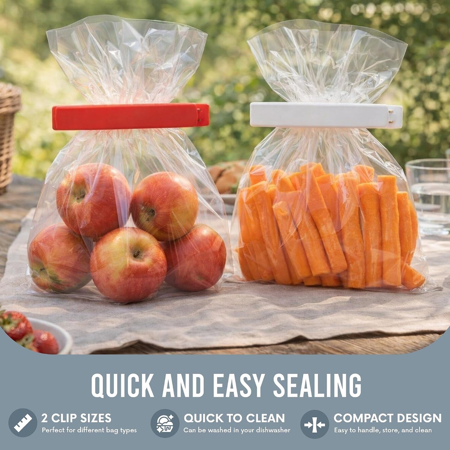 Twixit! Bag Clips - Set of 15 - Keep Food Fresh, Prevent Spillage - Great for Storage and Organization - Microwave, Freezer and Dishwasher-Safe - BPA-Free