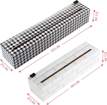 ® Subway Tile Refillable 9” Plastic Wrap Dispenser - Includes One 9" x 250' Roll of Professional Grade Plastic Wrap - and Kosher Certified - Reusable Dispenser w/Slide Cutter
