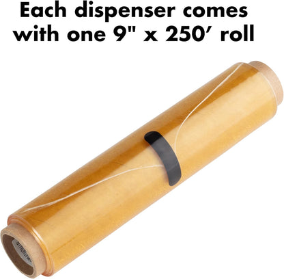 ® Subway Tile Refillable 9” Plastic Wrap Dispenser - Includes One 9" x 250' Roll of Professional Grade Plastic Wrap - and Kosher Certified - Reusable Dispenser w/Slide Cutter