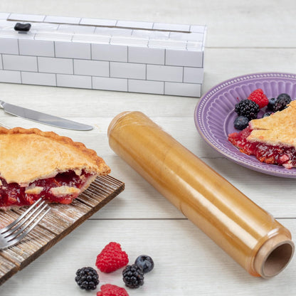 ® Subway Tile Refillable 9” Plastic Wrap Dispenser - Includes One 9" x 250' Roll of Professional Grade Plastic Wrap - and Kosher Certified - Reusable Dispenser w/Slide Cutter