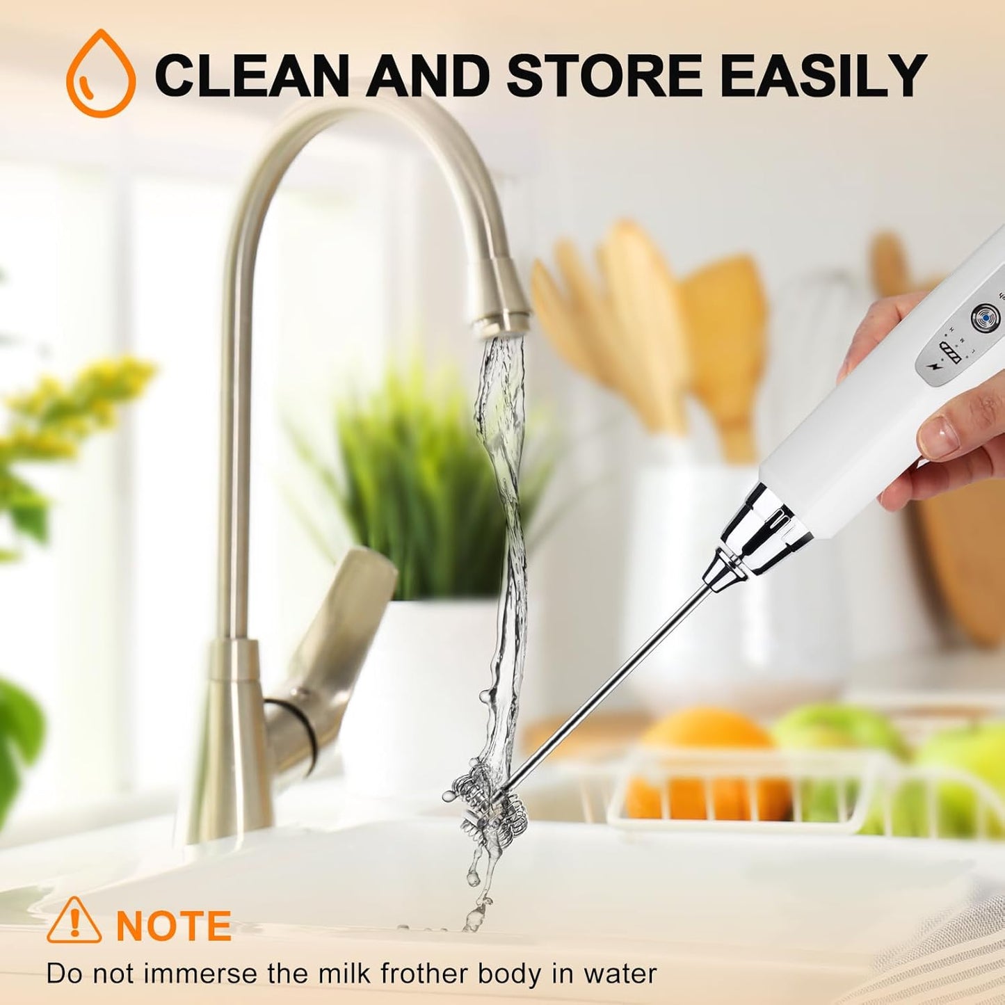 Black Handheld Milk Frother Wand for Coffee, Rechargeable Electric Whisk with 3 Heads 3 Speeds Drink Mixer Coffee Frother For Latte, Cappuccino, Hot Chocolate, Egg