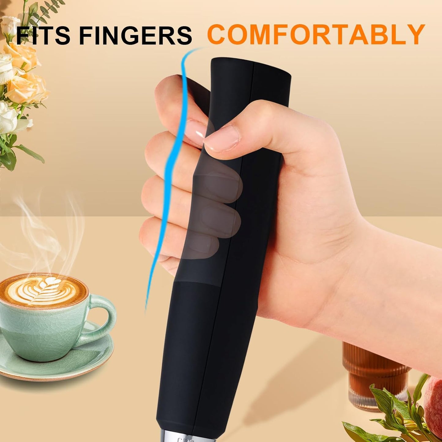 Black Handheld Milk Frother Wand for Coffee, Rechargeable Electric Whisk with 3 Heads 3 Speeds Drink Mixer Coffee Frother For Latte, Cappuccino, Hot Chocolate, Egg