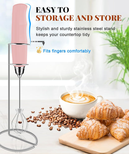 Black Handheld Milk Frother Wand for Coffee, Rechargeable Electric Whisk with 3 Heads 3 Speeds Drink Mixer Coffee Frother For Latte, Cappuccino, Hot Chocolate, Egg