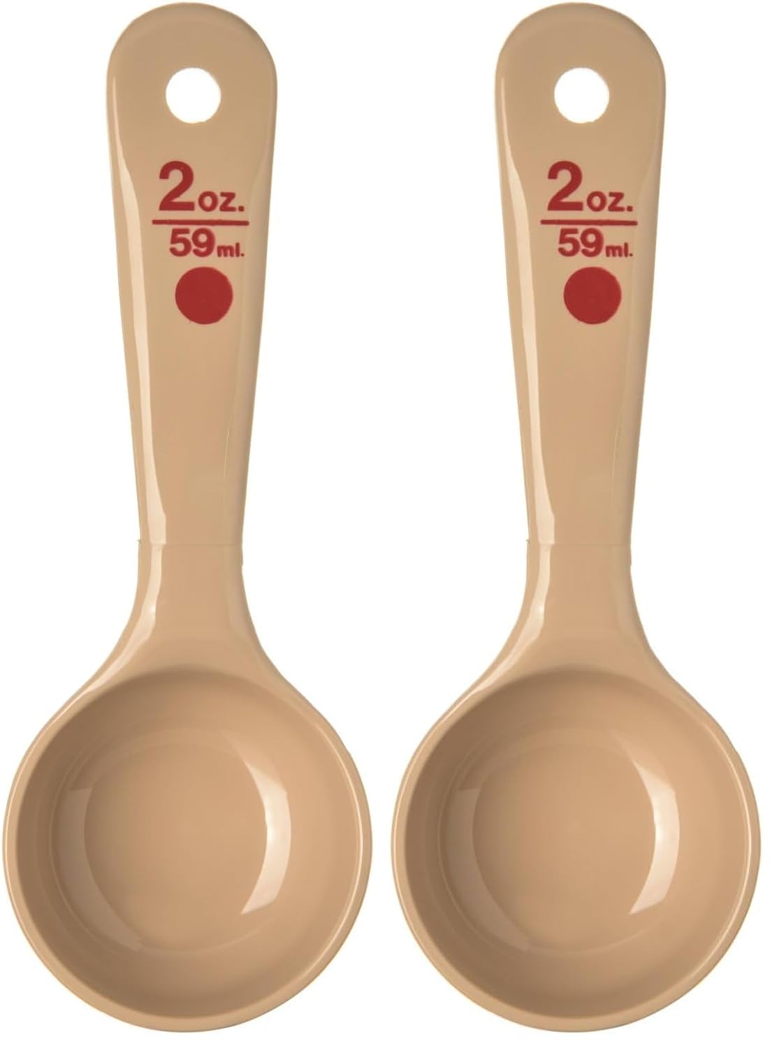 Measure Miser Solid Spoon Measuring Spoon with Short Handle for Kitchens, Plastic, 4 Ounces, Beige