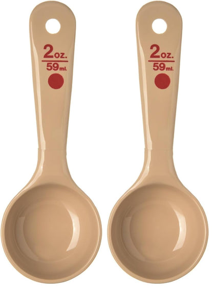 Measure Miser Solid Spoon Measuring Spoon with Short Handle for Kitchens, Plastic, 4 Ounces, Beige