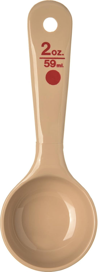 Measure Miser Solid Spoon Measuring Spoon with Short Handle for Kitchens, Plastic, 4 Ounces, Beige
