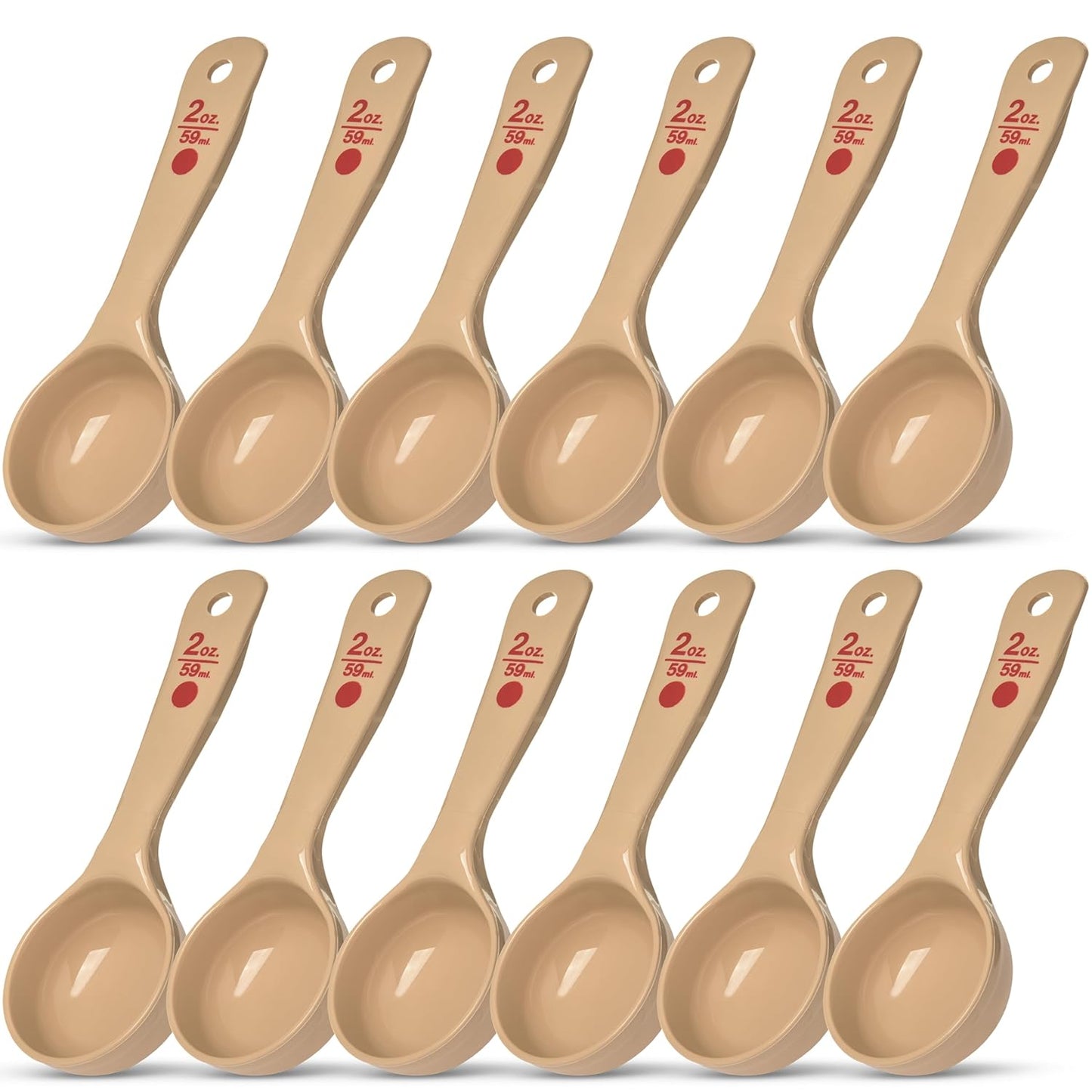 Measure Miser Solid Spoon Measuring Spoon with Short Handle for Kitchens, Plastic, 4 Ounces, Beige