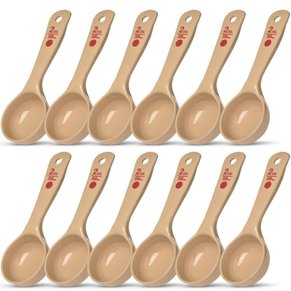 Measure Miser Solid Spoon Measuring Spoon with Short Handle for Kitchens, Plastic, 4 Ounces, Beige