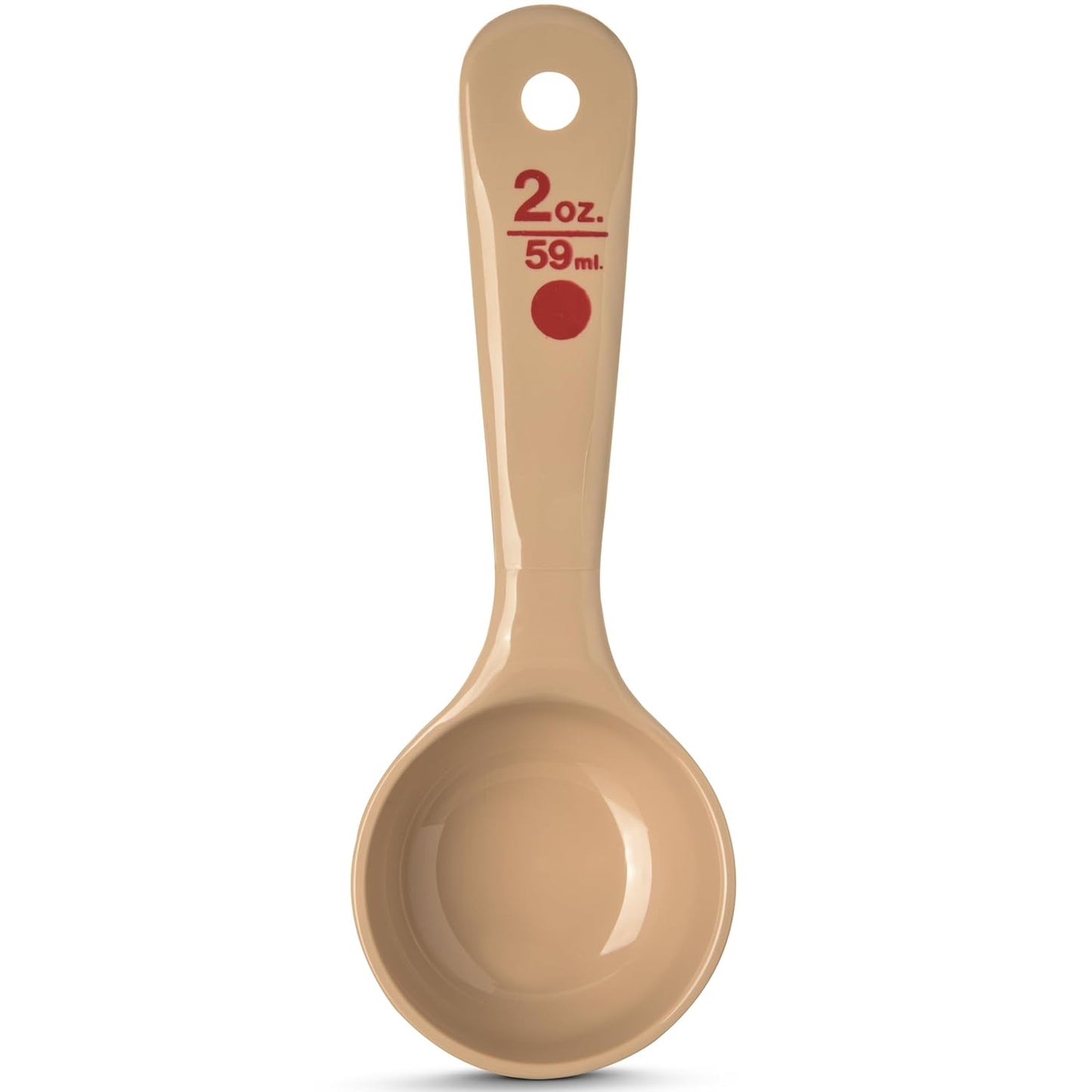 Measure Miser Solid Spoon Measuring Spoon with Short Handle for Kitchens, Plastic, 4 Ounces, Beige