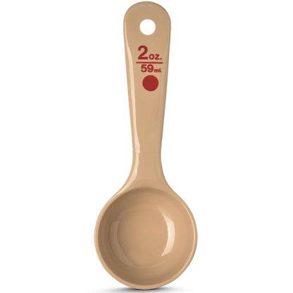 Measure Miser Solid Spoon Measuring Spoon with Short Handle for Kitchens, Plastic, 4 Ounces, Beige