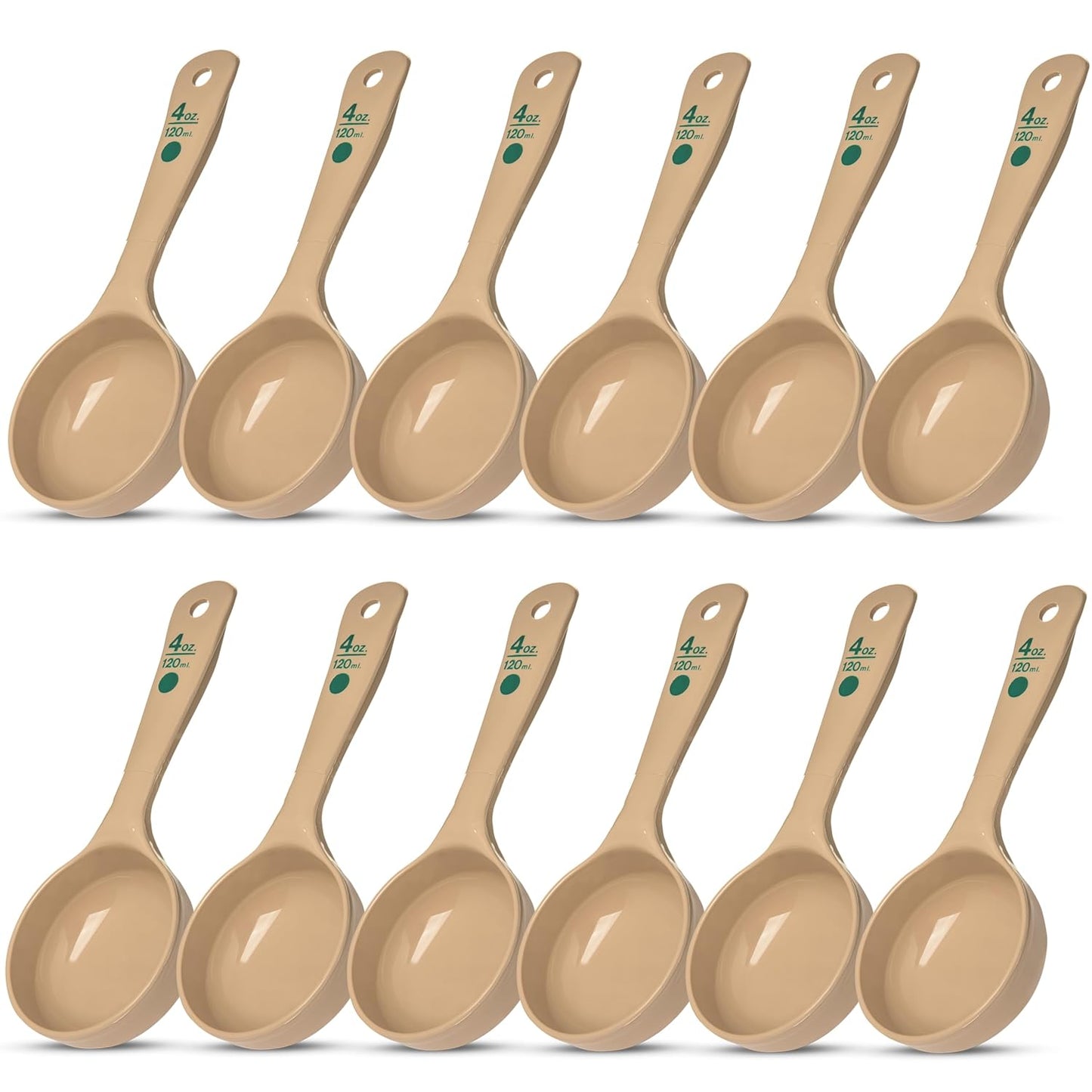 Measure Miser Solid Spoon Measuring Spoon with Short Handle for Kitchens, Plastic, 4 Ounces, Beige