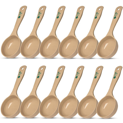 Measure Miser Solid Spoon Measuring Spoon with Short Handle for Kitchens, Plastic, 4 Ounces, Beige
