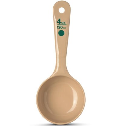 Measure Miser Solid Spoon Measuring Spoon with Short Handle for Kitchens, Plastic, 4 Ounces, Beige