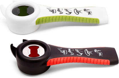 2Pcs 5 In 1 Multi-function Bottle Opener, Can Opener Tool Black White