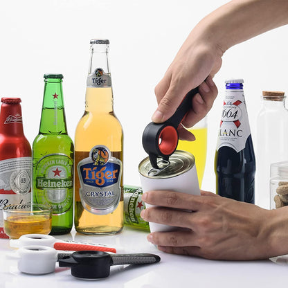 2Pcs 5 In 1 Multi-function Bottle Opener, Can Opener Tool Black White