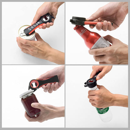 2Pcs 5 In 1 Multi-function Bottle Opener, Can Opener Tool Black White
