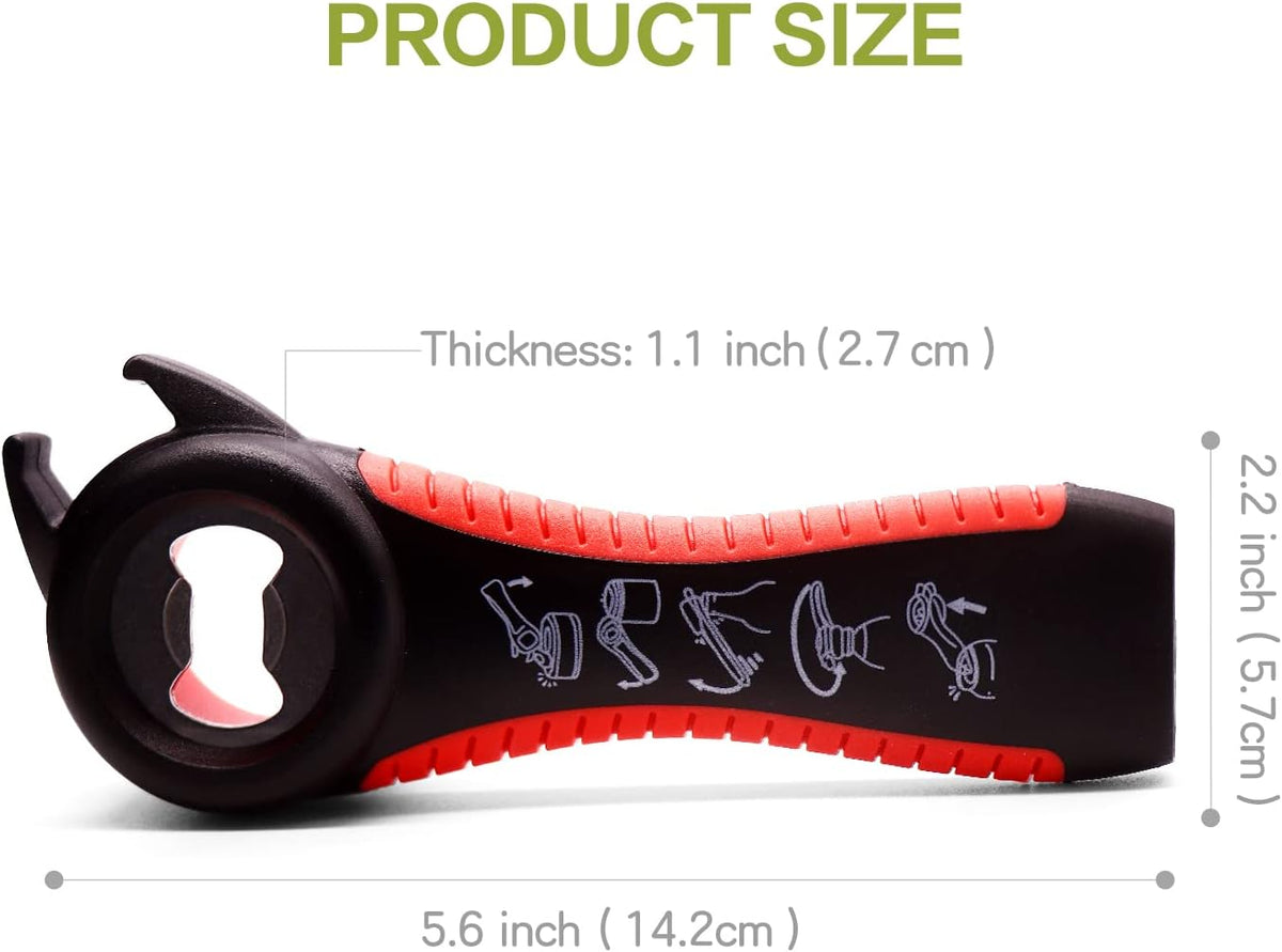 2Pcs 5 In 1 Multi-function Bottle Opener, Can Opener Tool Black White