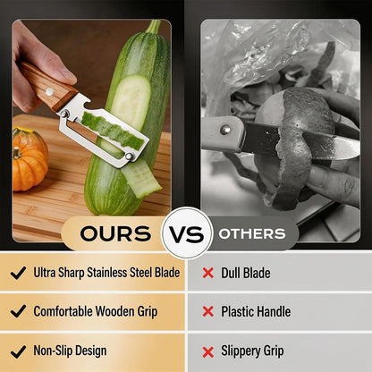 2 PCS Multifunctional Vegetable Peelers for Kitchen, 2026 Upgraded Stainless Steel Peeler with Bottle Opener, Wooden Handle,Julienne Cutter, 2-in-1 Non-Slip Kitchen Tool for Potato, Carrot, Fruits