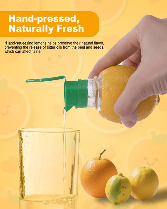Lemon Squeezer - Manual Citrus Juicer with Screw-Top Lid & Built-In Filter, Dual-Use Lime/Lemon Press for Cocktails, Portable Hand Juicer (2-Piece Set, Yellow+Green)