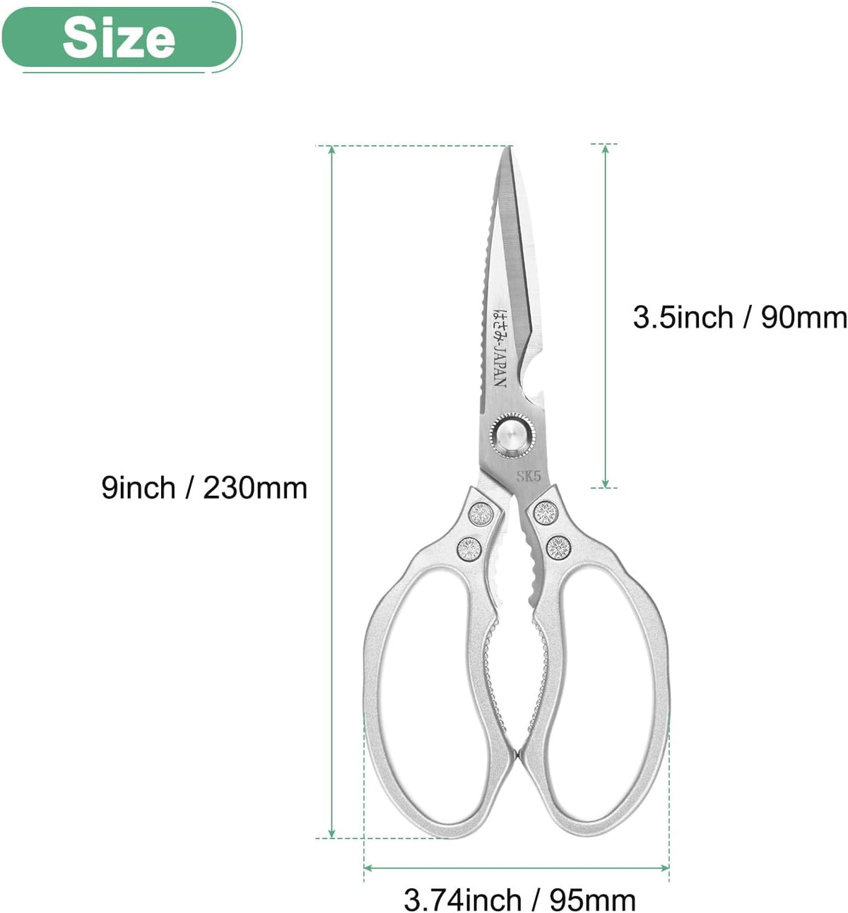 Kitchen Scissors, 9" Multi-Purpose Stainless Steel Heavy Kitchen Shears for Food/Poultry/Pizza/Herb, Lotus Handle Shape Cooking Scissors Dishwasher Safe [Silver Tone]