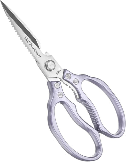 Kitchen Scissors, 9" Multi-Purpose Stainless Steel Heavy Kitchen Shears for Food/Poultry/Pizza/Herb, Lotus Handle Shape Cooking Scissors Dishwasher Safe [Silver Tone]
