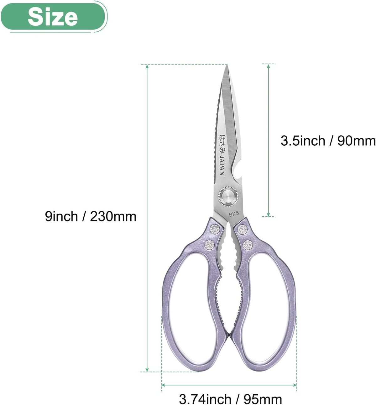 Kitchen Scissors, 9" Multi-Purpose Stainless Steel Heavy Kitchen Shears for Food/Poultry/Pizza/Herb, Lotus Handle Shape Cooking Scissors Dishwasher Safe [Silver Tone]