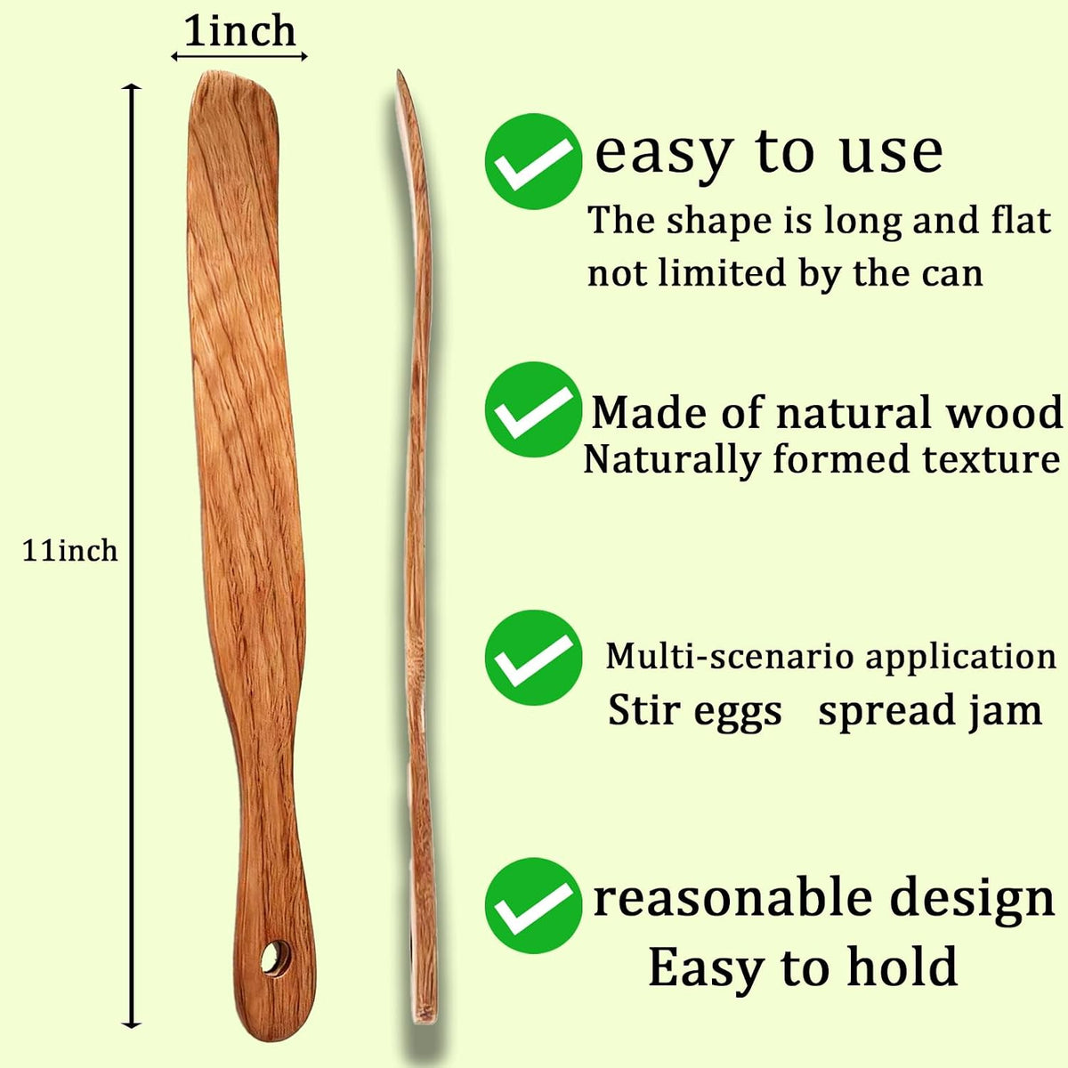 2 Pack Long Handle Spurtle for Sourdough Starter, Wooden Dough Mixer Set