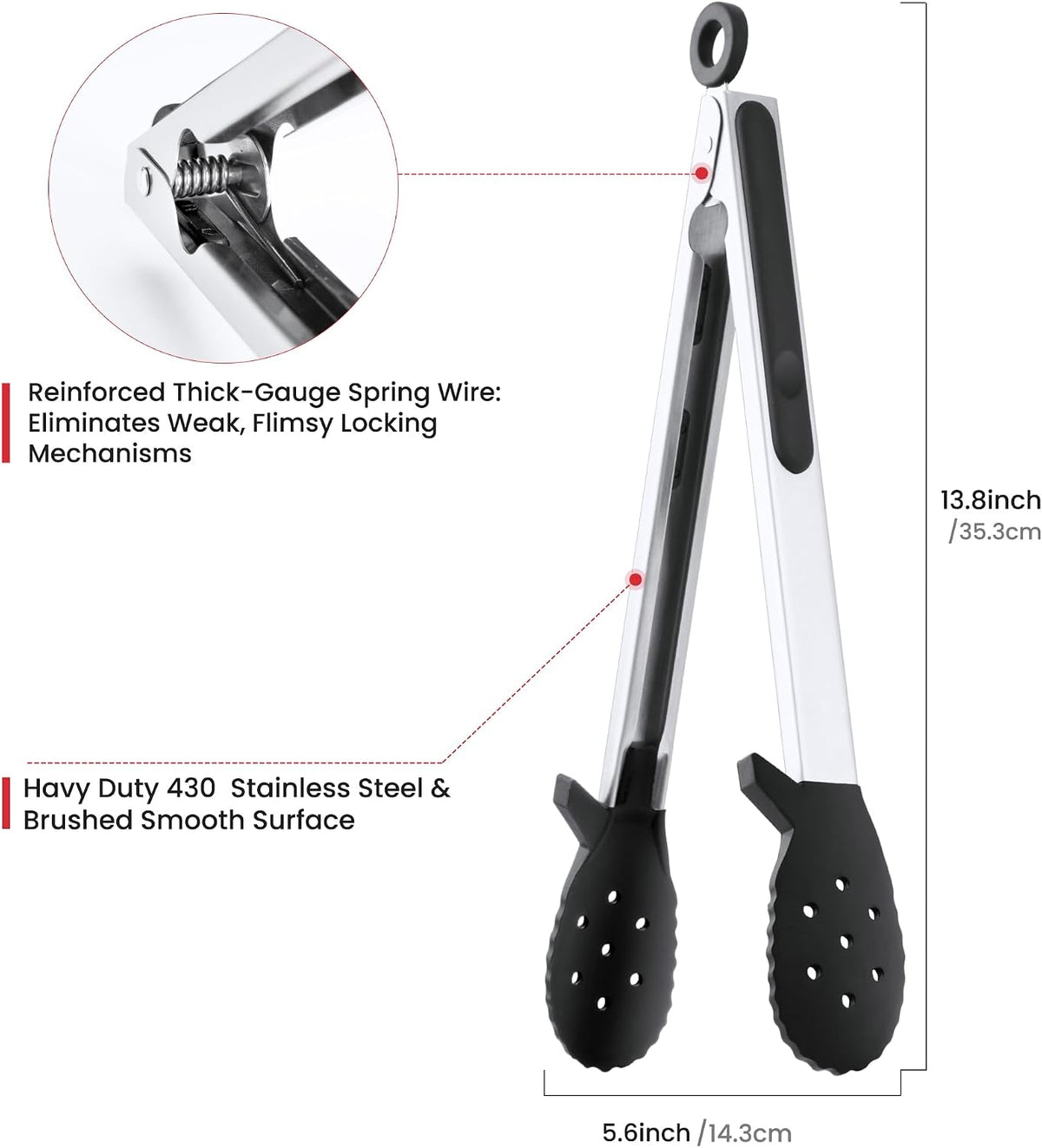 4 PCS Kitchen Tongs with Silicone Tips, 9" & 12" Silicone Tongs for Cooking | Heat Resistant Stainless Steel Spaghetti Tong Pasta Tong for Serving Food, Spaghetti, Pasta, BBQ, Salad (4PCS)