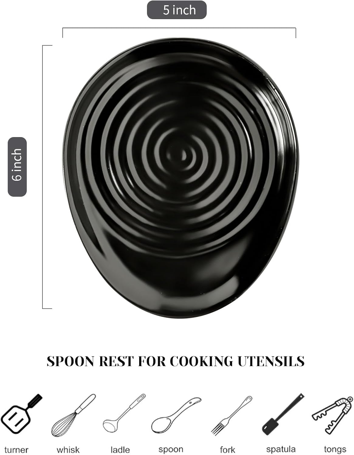 Ceramic Spoon Rest for Stove Top, Spoon Holder for Kitchen Counter, Farmhouse Cooking Utensil Holder for Spoons, Ladles, Spatula, Glazed Green