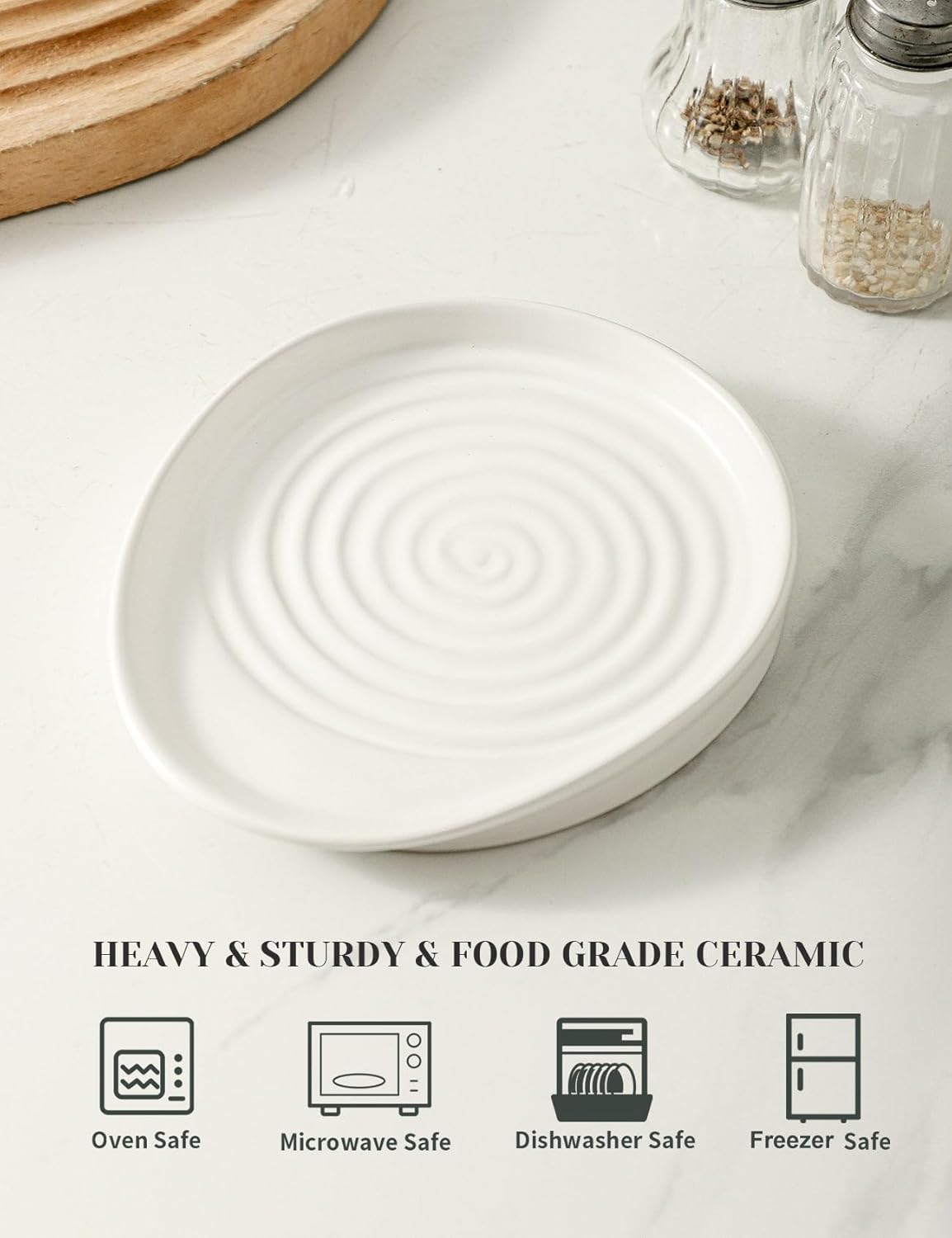 Ceramic Spoon Rest for Stove Top, Spoon Holder for Kitchen Counter, Farmhouse Cooking Utensil Holder for Spoons, Ladles, Spatula, Glazed Green