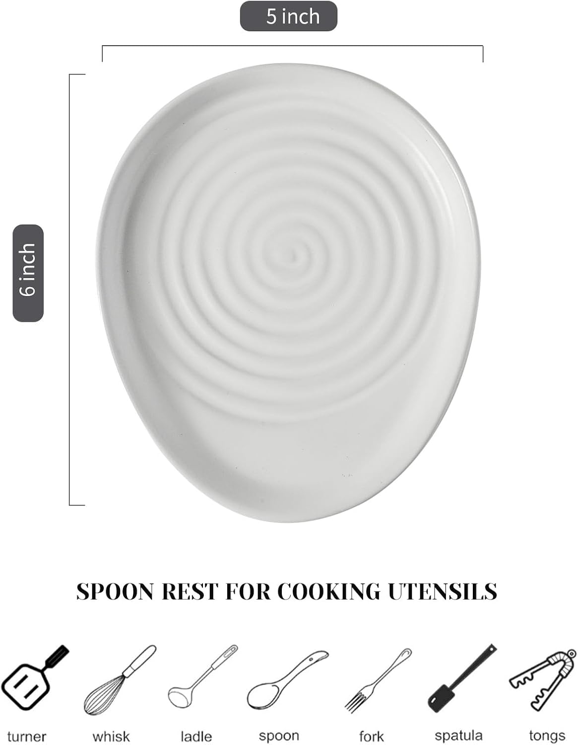 Ceramic Spoon Rest for Stove Top, Spoon Holder for Kitchen Counter, Farmhouse Cooking Utensil Holder for Spoons, Ladles, Spatula, Glazed Green