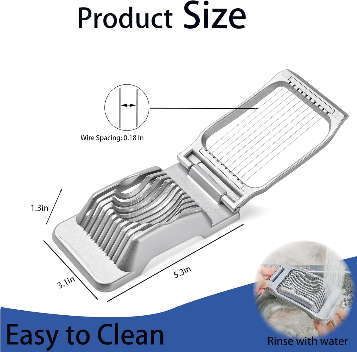 Hard-Boiled Egg Slicer, Strawberry Slicer, Stainless Steel Wire, Suitable for Hard-Boiled Eggs, Strawberries, Butter, Kiwis, Heavy-Duty Aluminum Tomato Sliver