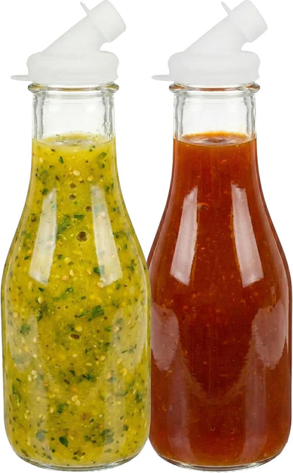 – 32oz Salad Dressing Shaker Bottles – Tall Glass Salad Dressing Dispenser Containers with Tamper-Proof Lids for Marinades, Oils, and Sauces