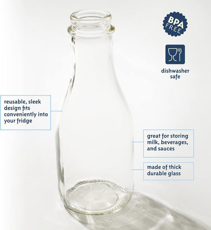 – 32oz Salad Dressing Shaker Bottles – Tall Glass Salad Dressing Dispenser Containers with Tamper-Proof Lids for Marinades, Oils, and Sauces