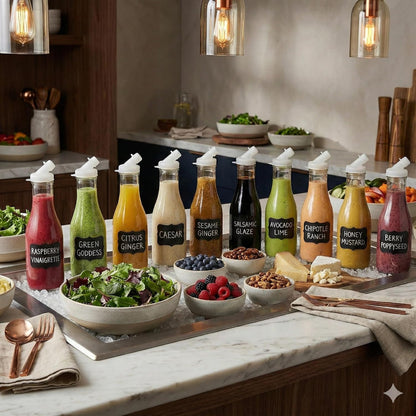 – 32oz Salad Dressing Shaker Bottles – Tall Glass Salad Dressing Dispenser Containers with Tamper-Proof Lids for Marinades, Oils, and Sauces