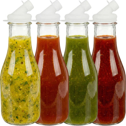 – 32oz Salad Dressing Shaker Bottles – Tall Glass Salad Dressing Dispenser Containers with Tamper-Proof Lids for Marinades, Oils, and Sauces