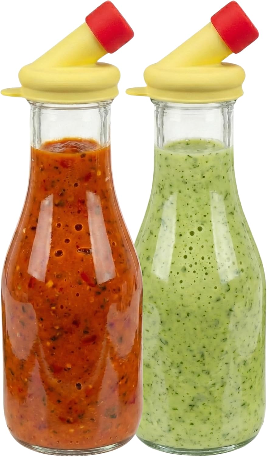 – 32oz Salad Dressing Shaker Bottles – Tall Glass Salad Dressing Dispenser Containers with Tamper-Proof Lids for Marinades, Oils, and Sauces