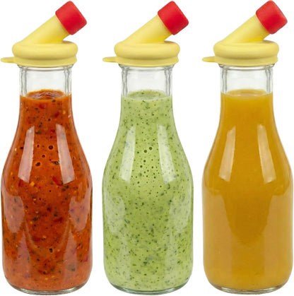 – 32oz Salad Dressing Shaker Bottles – Tall Glass Salad Dressing Dispenser Containers with Tamper-Proof Lids for Marinades, Oils, and Sauces