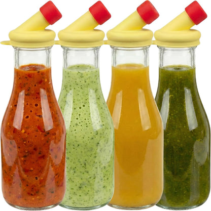 – 32oz Salad Dressing Shaker Bottles – Tall Glass Salad Dressing Dispenser Containers with Tamper-Proof Lids for Marinades, Oils, and Sauces