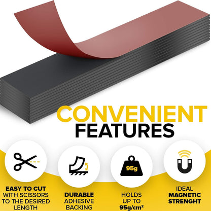 Super Sticky Adhesive Magnetic Strips, 12x1.5" (30x3.8cm)