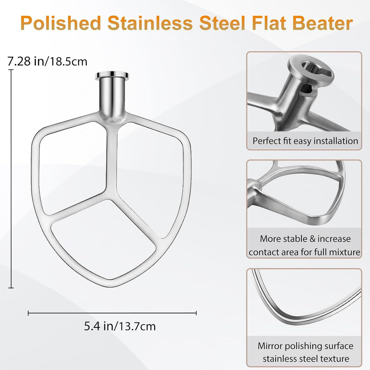 Stainless Steel Flat Beater for Kitchenaid 5/6 Qt Bowl-Lift Mixer K5SS KP26