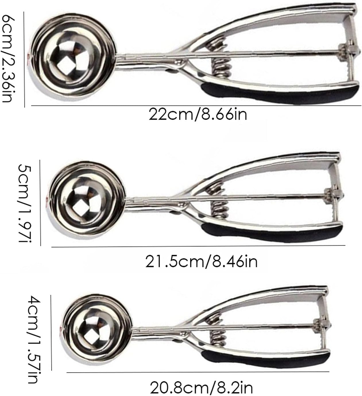 Cookie Scoops for Baking Set of 3, Stainless Steel Ice Cream Scoop, 1 Tbsp/2 Tbsp/3 Tbsp Cookie Dough Scoop for Cookie Cupcake Muffin Ice Cream