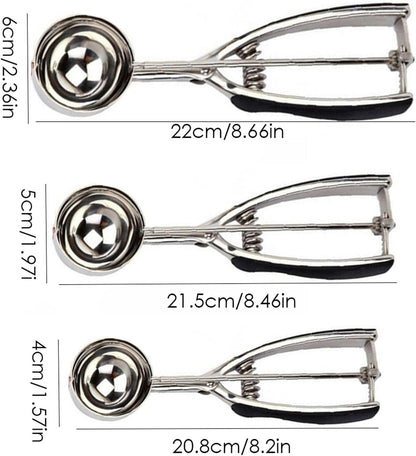 Cookie Scoops for Baking Set of 3, Stainless Steel Ice Cream Scoop, 1 Tbsp/2 Tbsp/3 Tbsp Cookie Dough Scoop for Cookie Cupcake Muffin Ice Cream