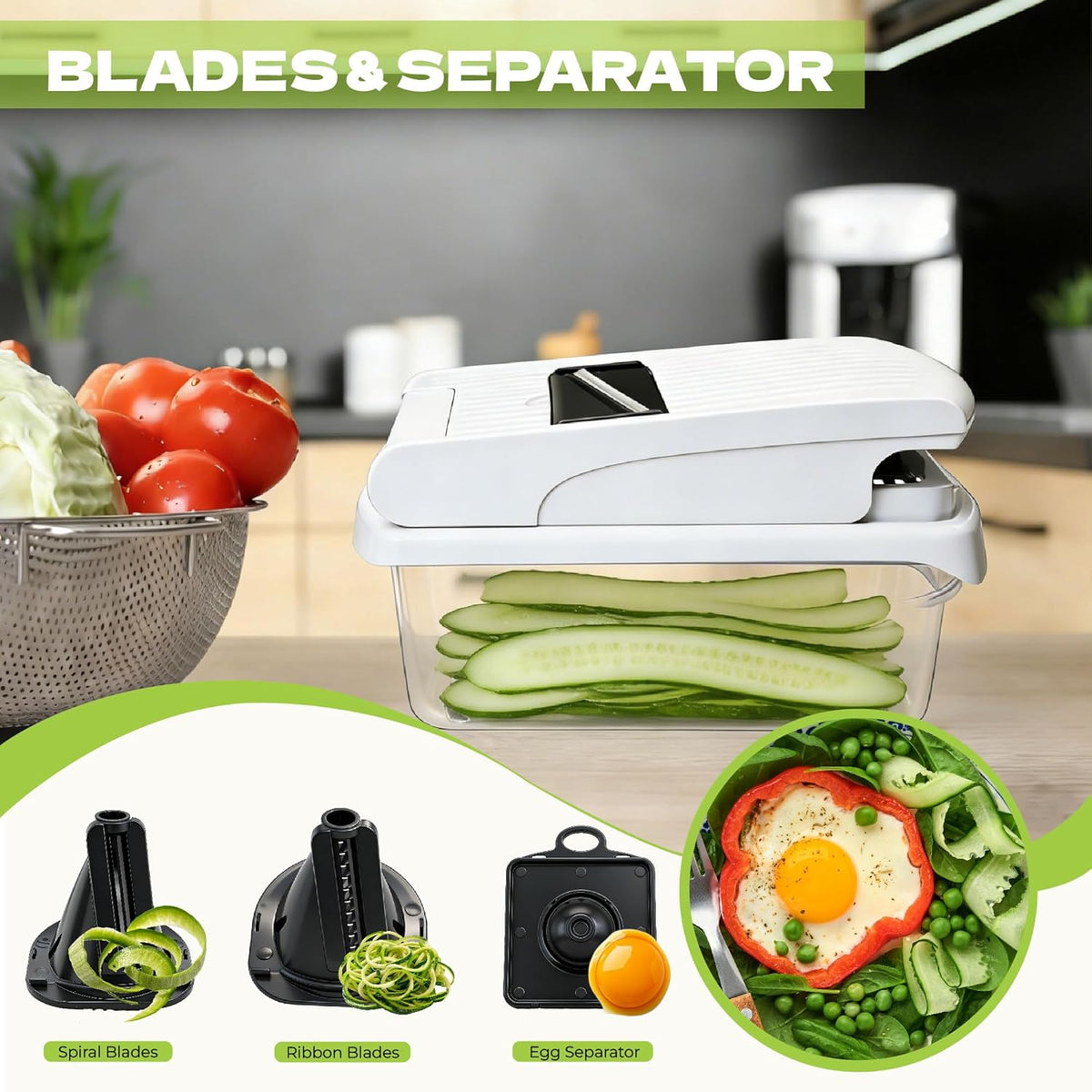 All-in-1 Vegetable Chopper Mandoline Slicer Onion Chopper with Container